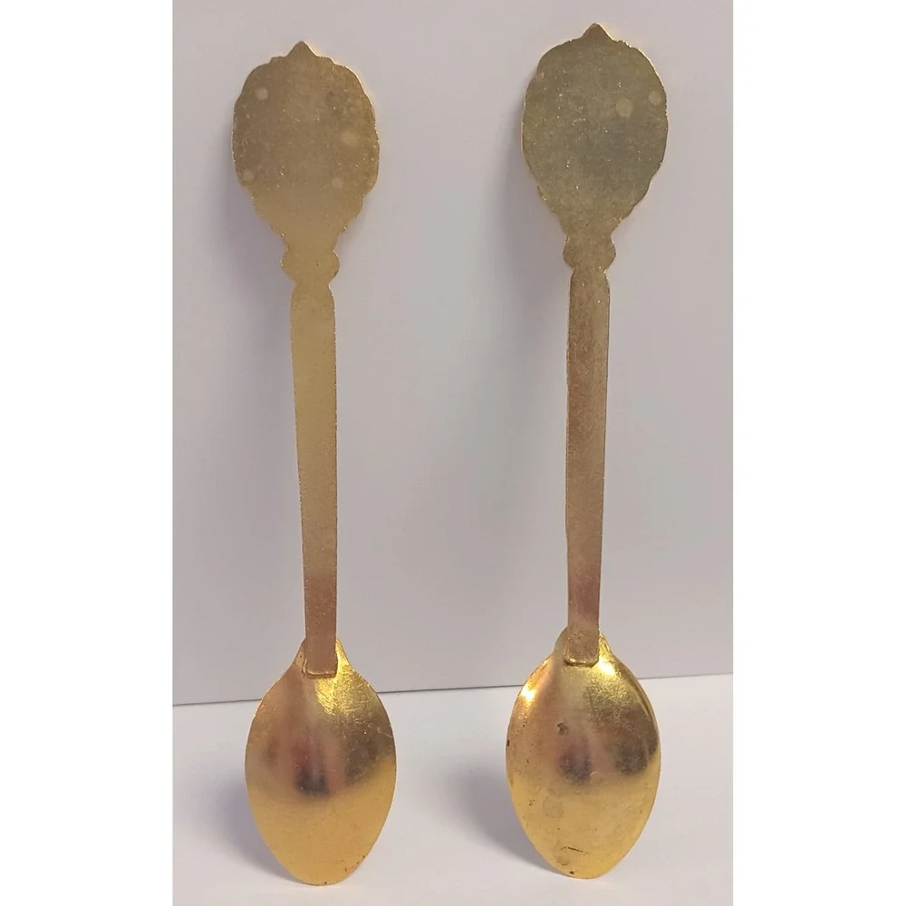 2 Vintage Authentic Thailand Thai Elephant Floating Market Vendor Souvenir Spoon